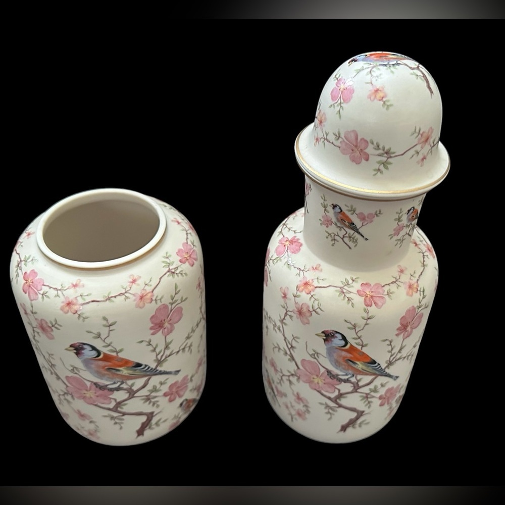 Porcelain Bird Pattern Vase and spice holder~ made in Portugal